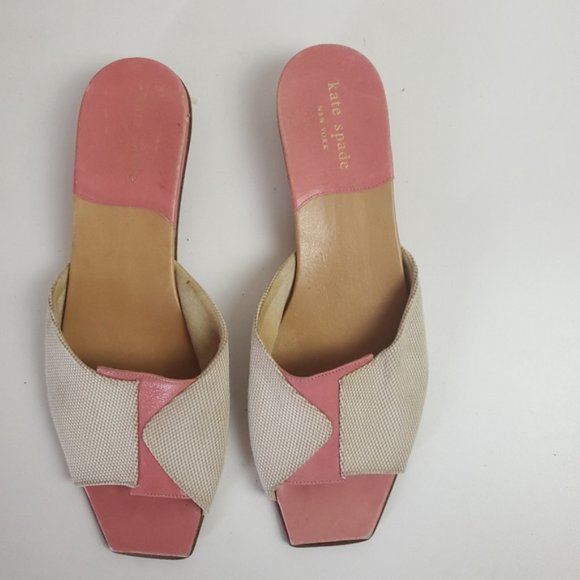 Kate Spade pink cream leather slide sandals - Picture 2 of 8